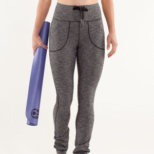 Lululemon Skinny Will Pants Convertible Waist Black Gray Pique Luon Womens 2 Tal